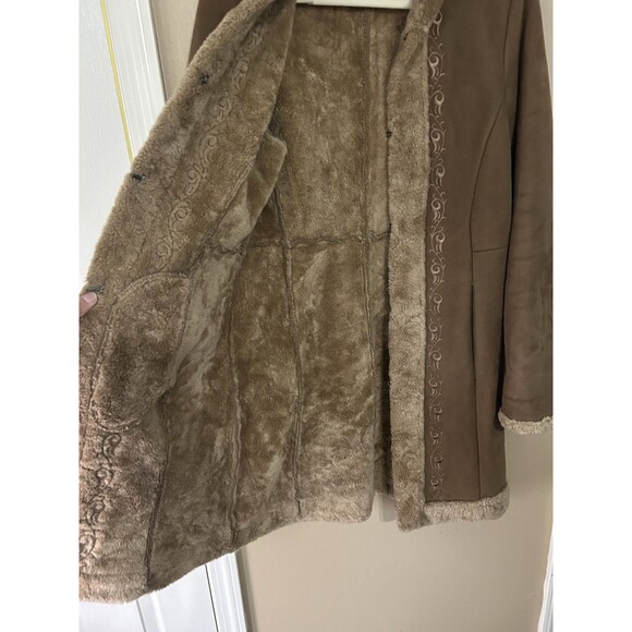 Vintage 90s Y2K Espirit Penny Lane Coat Womens S Tan Faux Suede Boho Festival - Picture 7 of 8